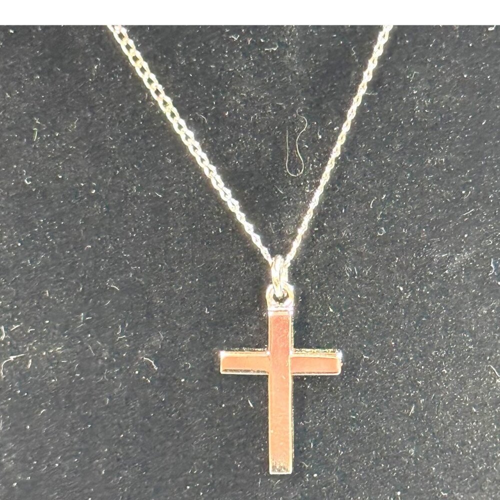 Carl Art Vintage NOS Sterling Silver Cross Pendant Necklace Chain Original Box